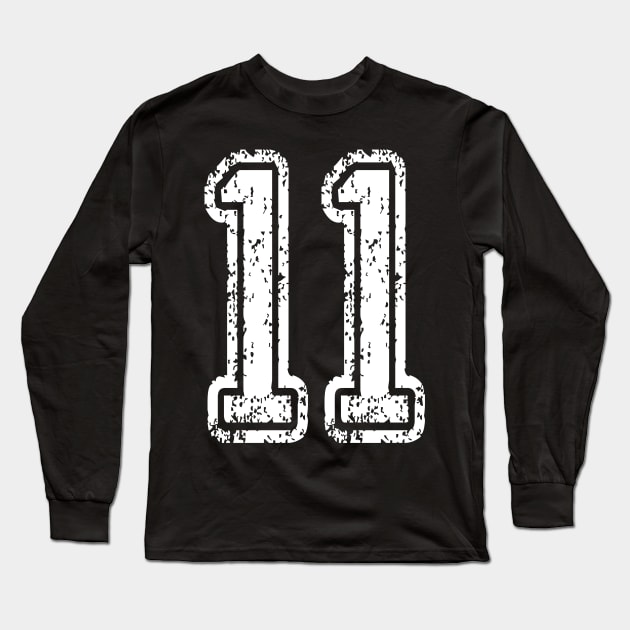 Number 11 Grungy in white Long Sleeve T-Shirt by Sterling